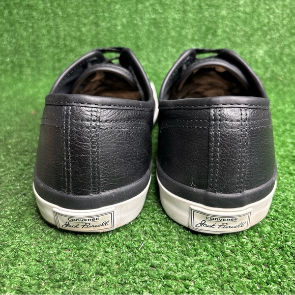 Converse Jack Purcell Men's Size 10.5 Shoes Black White Leather Low Top Sneakers - Picture 4 of 12